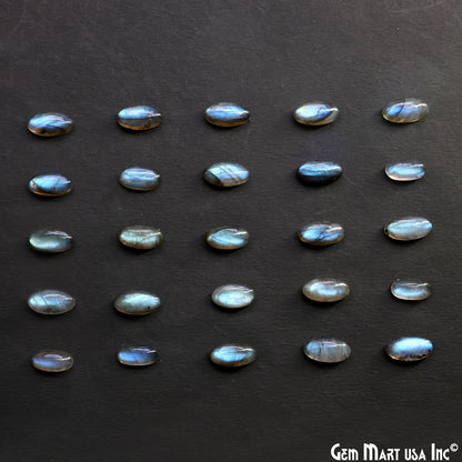 Labradorite Wholesale Gemstones, 100% Natural Semi-Precious Gems, Blue Flash Cabochon Loose Gems, 14x6mm, Oval, 4PC Lot