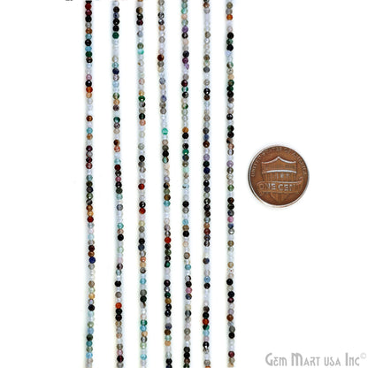 Mixed Rondelle Beads, 12-13 Inch Gemstone Strands, Drilled Strung Nugget Beads, Faceted Round, 2-2.5mm