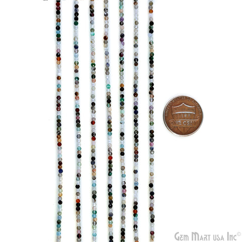 Mixed Rondelle Beads, 13 Inch Gemstone Strands, Drilled Strung Nugget Beads, Faceted Round, 2-2.5mm