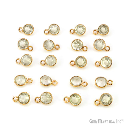 Round 6mm Brilliant Cut Gold Plated Bezel Single Bail Gemstone Connector