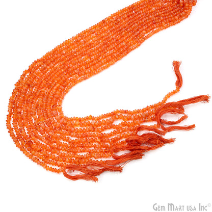 Carnelian Faceted Round Drilled Beads 3-4mm Waist Beads, Rondelle Bead Strand 14 Inch