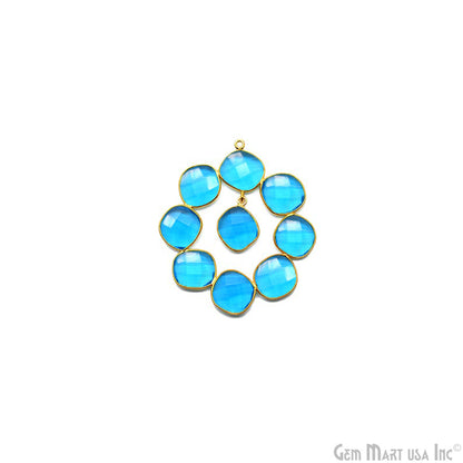 Blue Topaz 52x45mm Gold Plated Bezel Earring Connector Component