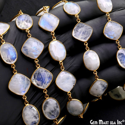 Rainbow Moonstone Mix Shape 10-15mm Gold Plated Continuous Connector Chains