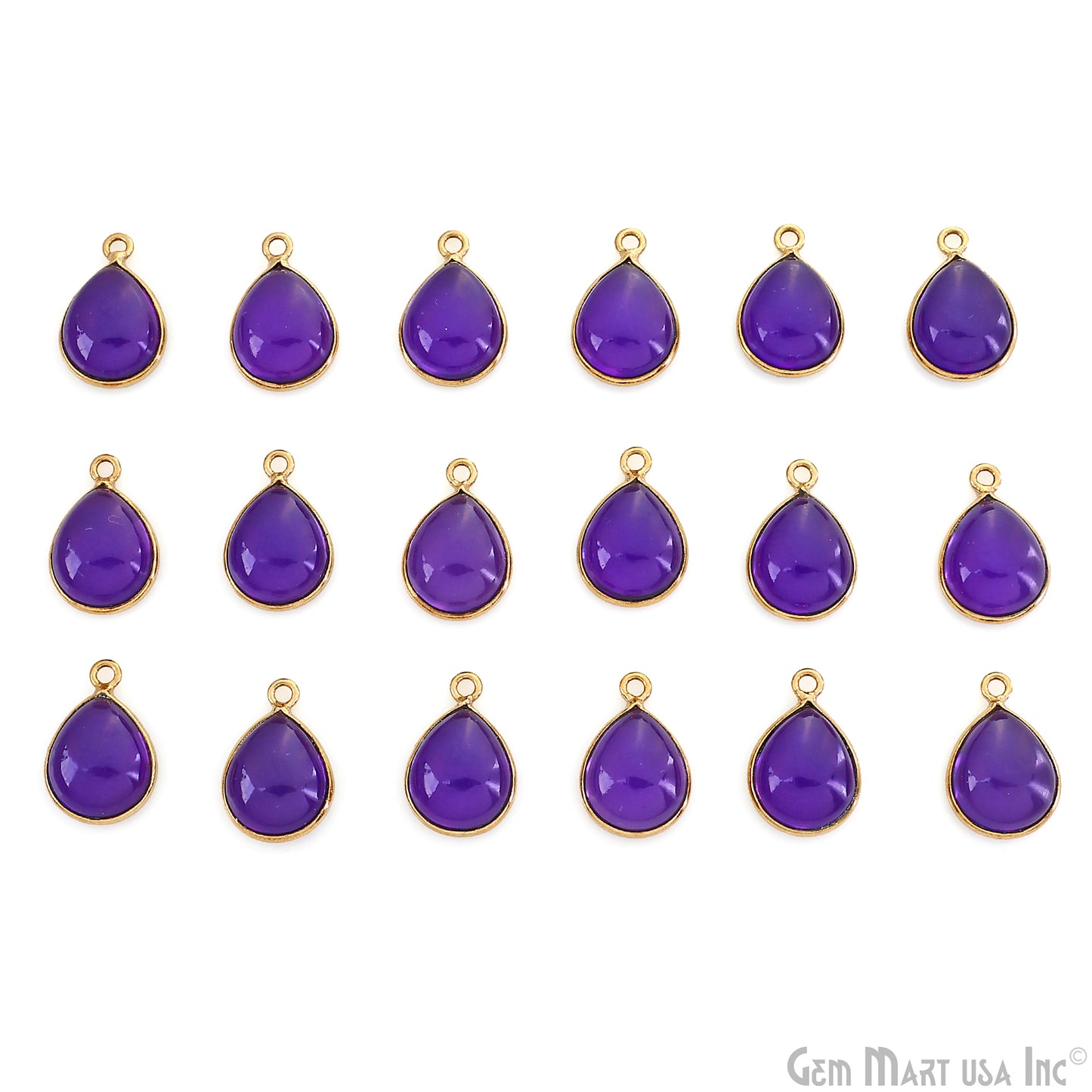 Amethyst Cabochon Pears 10x12mm Single Bail Gold Plated Twisted Design Bezel Connector