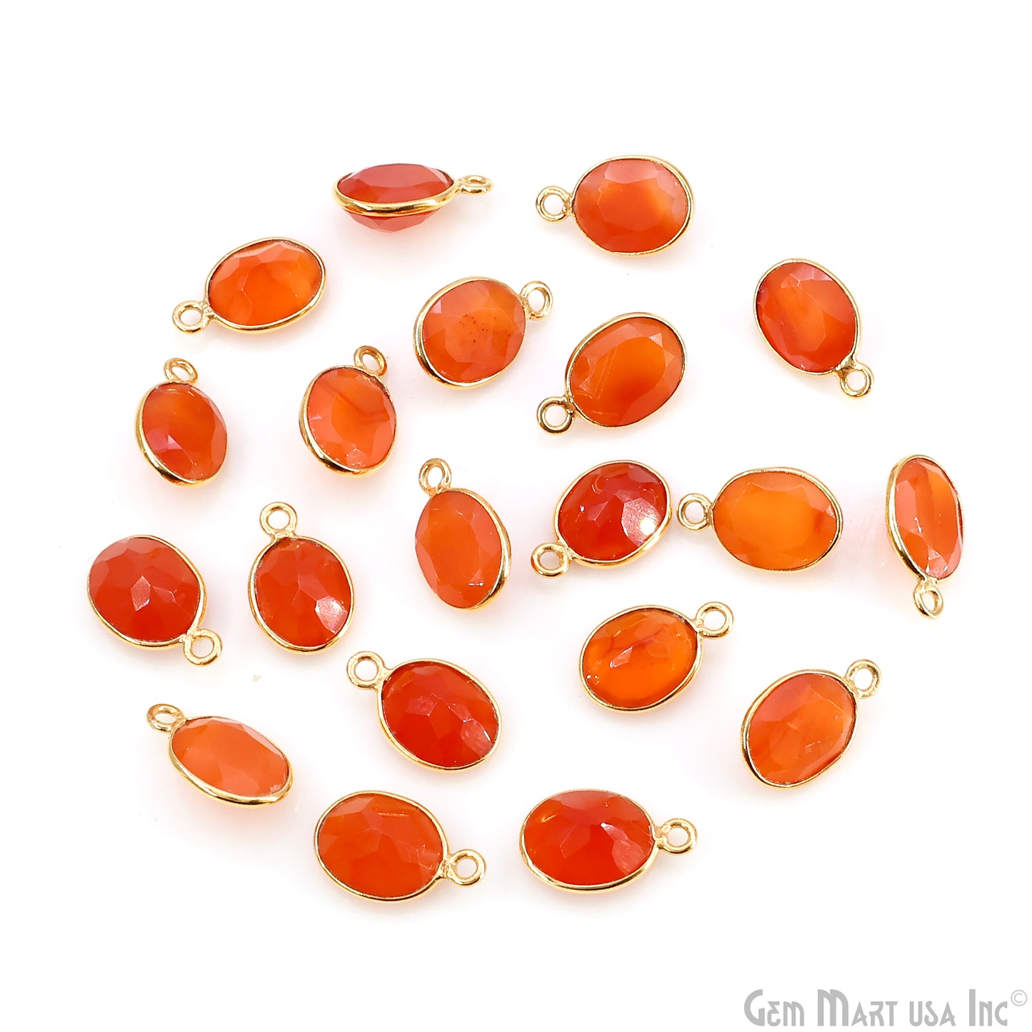 Oval 8x10mm Brilliant Cut Gold Plated Bezel Single Bail Connector