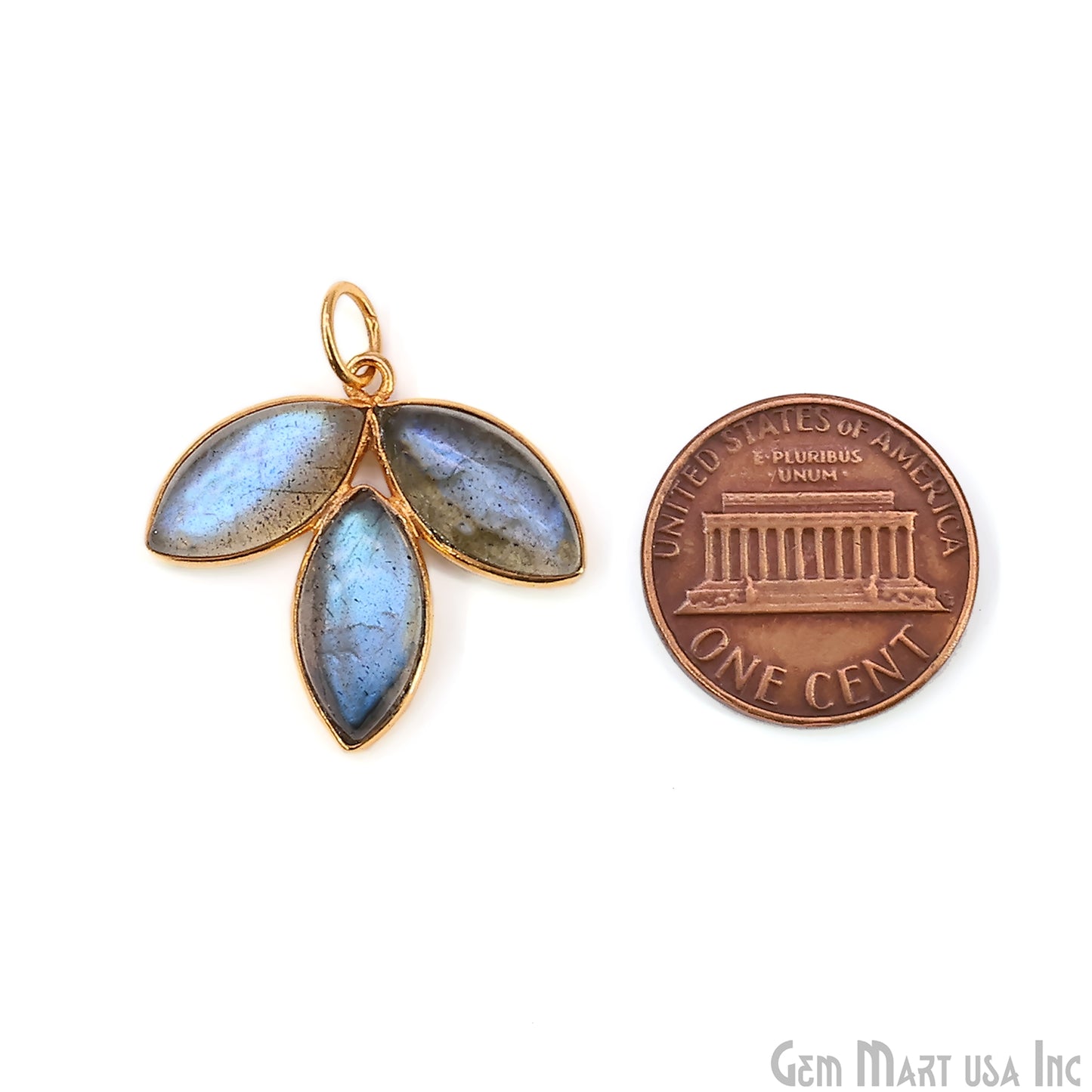 Labradorite Flower 25x23mm Single Bail Chandelier Finding Component