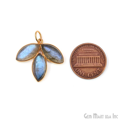 Labradorite Flower 25x23mm Single Bail Chandelier Finding Component