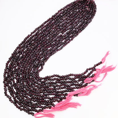 Rhodolite Faceted Round Drilled Beads 3-4mm Waist Beads, Rondelle Bead Strand 14 Inch