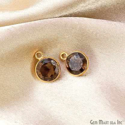 Round 9mm Brilliant Cut Gold Plated Bezel Single Bail Gemstone Connector