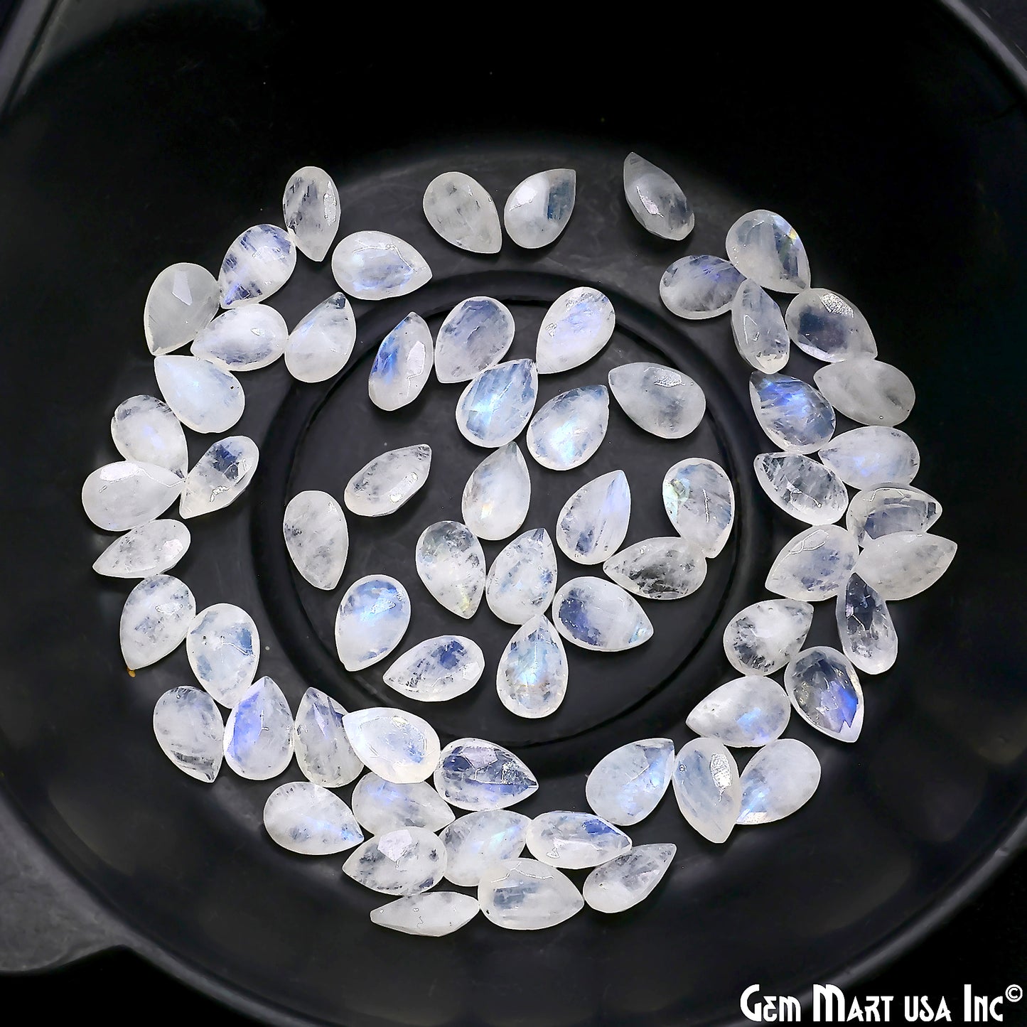 Rainbow Moonstone Wholesale Gemstones, 100% Natural Semi-Precious Gems, Rainbow Cabochons Loose Gems, 6x9mm, Pears, 10PC