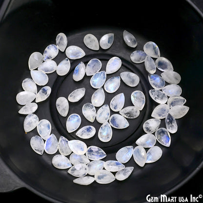 Rainbow Moonstone Wholesale Gemstones, 100% Natural Semi-Precious Gems, Rainbow Cabochons Loose Gems, 6x9mm, Pears, 10PC
