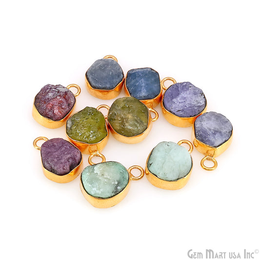 Rough Gemstone 15x10mm Gold Plated Single Bail Connector