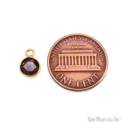Round 6mm Brilliant Cut Gold Plated Bezel Single Bail Gemstone Connector