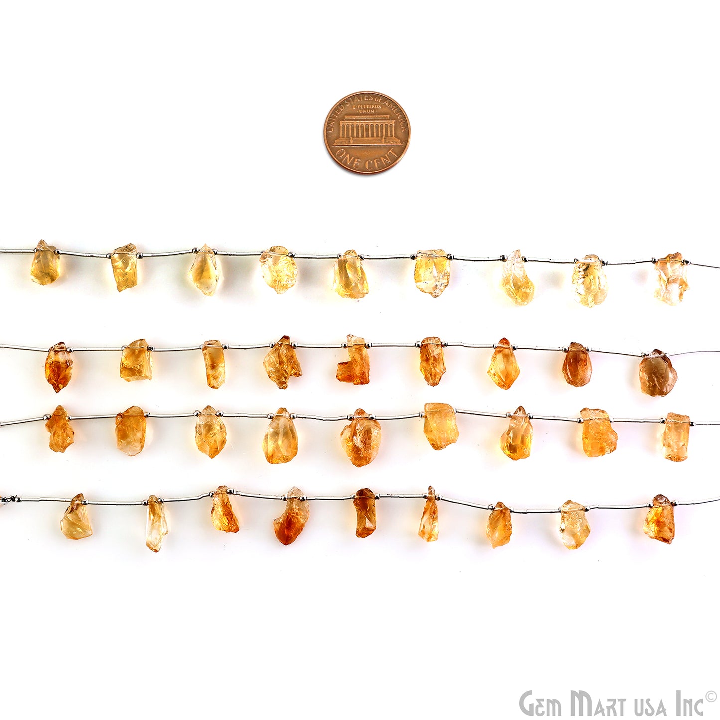 Citrine Rough Beads, 9.5 Inch Gemstone Strands, Drilled Strung Briolette Beads, Free Form, 12x20mm