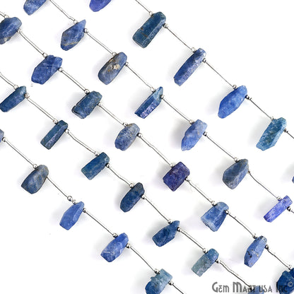 Sapphire Rough Beads, 9.5 Inch Gemstone Strands, Drilled Strung Briolette Beads, Free Form, 12x20mm