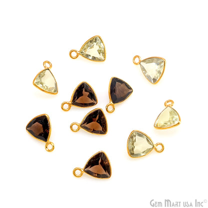 Trillion 8mm Brilliant Cut Gold Plated Bezel Single Bail Gemstone Connector