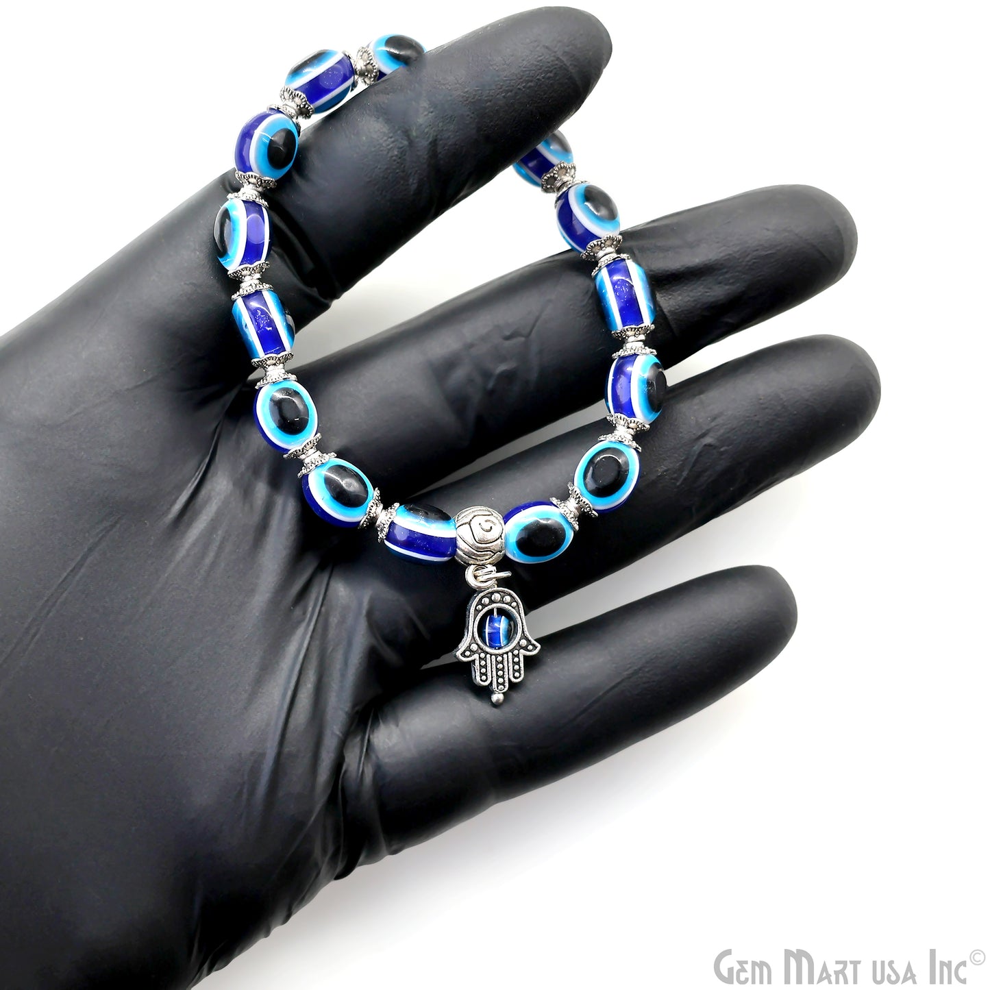 Blue Evil Eye Adjustable Hamsa Charm Bracelet