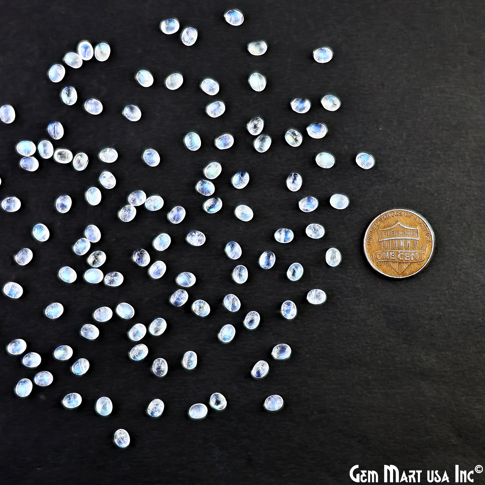 5Ct Rainbow Moonstone Oval Cabochon AAA+ Quality Blue Flash Tiny Gems 4x5mm