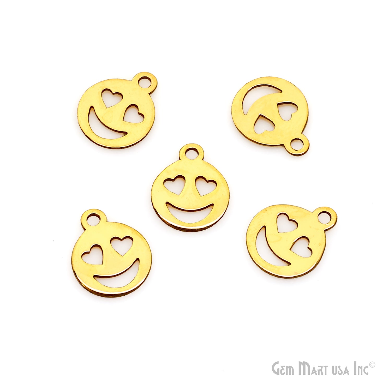 Emoji Shape Laser Finding Gold Plated 14.8x12mm Charm For Bracelets & Pendants