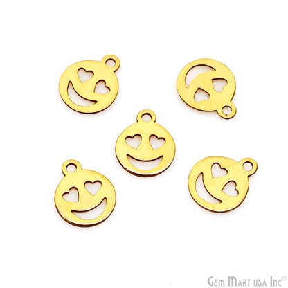 Emoji Shape Laser Finding Gold Plated 14.8x12mm Charm For Bracelets & Pendants