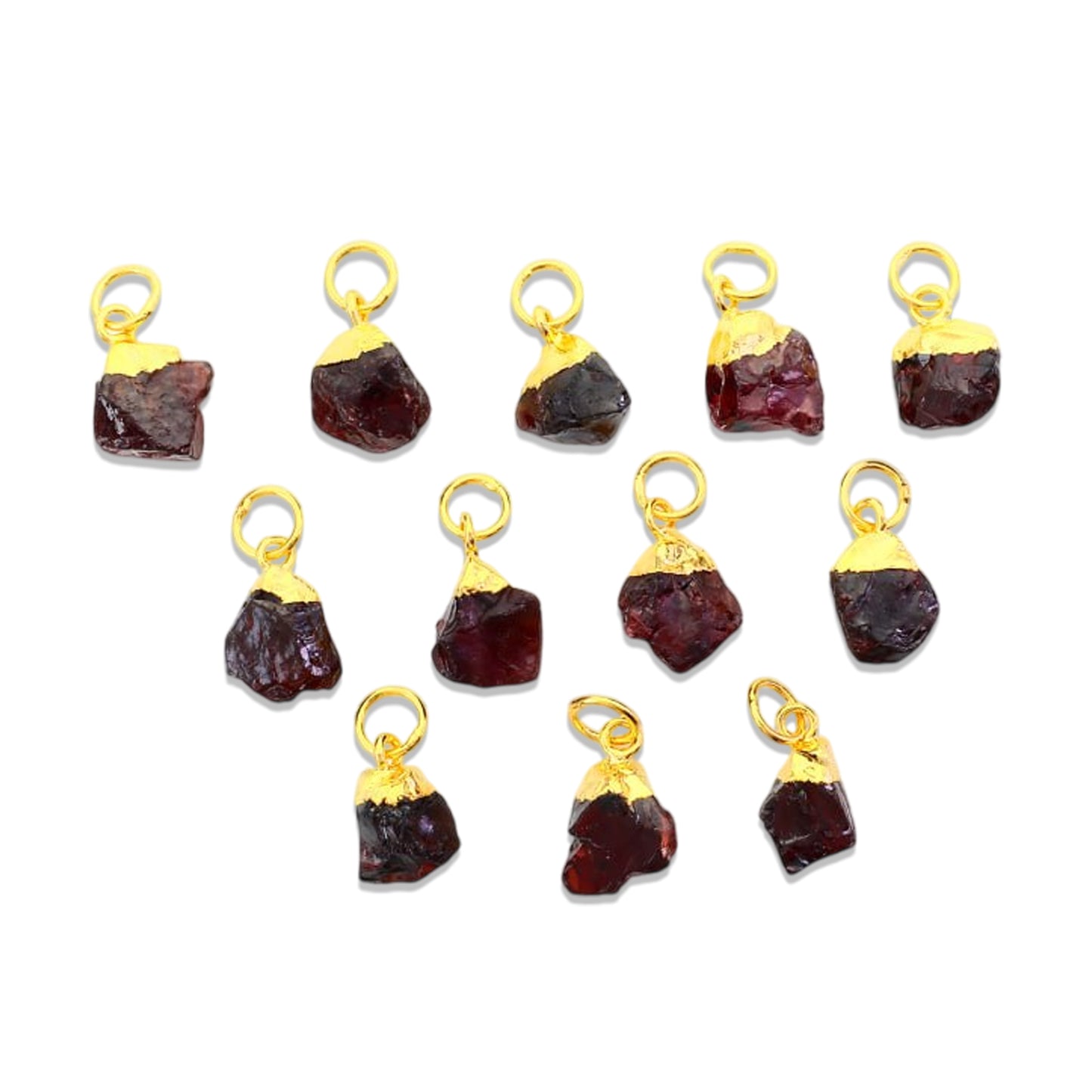 Rough Gemstone Gold Electroplated Single Bail Charm Connector