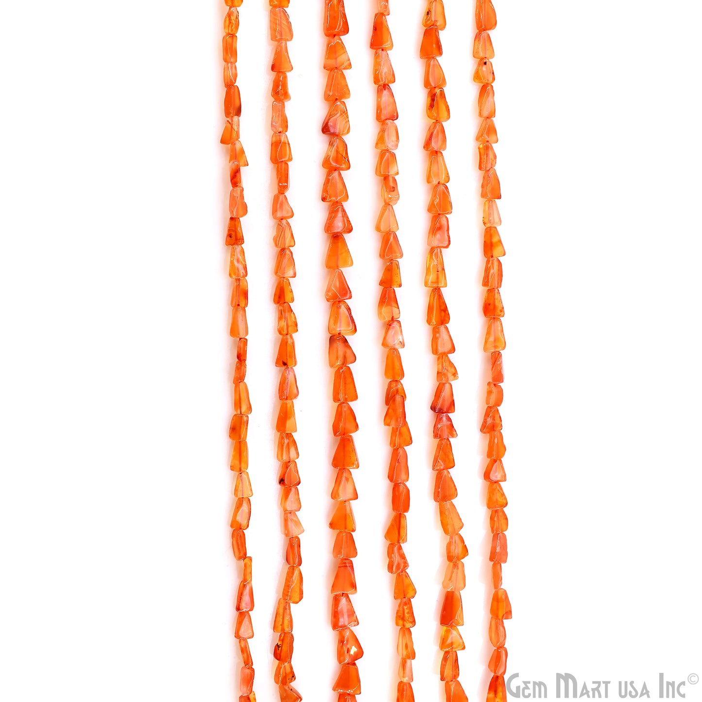 Carnelian Smooth Triangle Drilled Beads 4-7mm Waist Beads, Rondelle Bead Strand 14 Inch