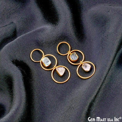 DIY Rough Gemstone Gold Plated Bezel Setting Dangle Chandelier Finding Connector 1PC