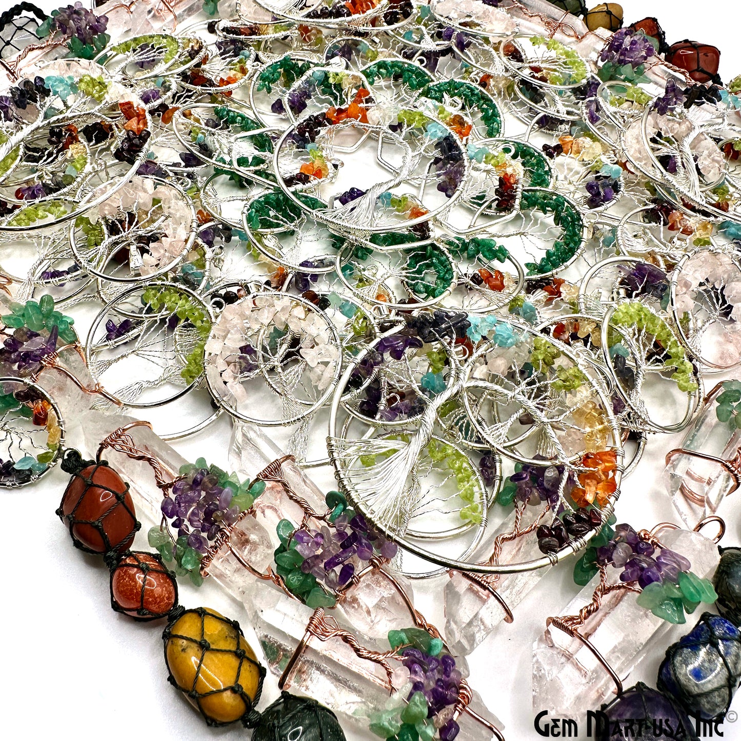 Tree of Life Pendant Pack, Bulk Large Gemstone Pendant, 100% Natural Gemstones, Wholesale Resale Supply, Gift Set, 11pcs+, GemMartUSA