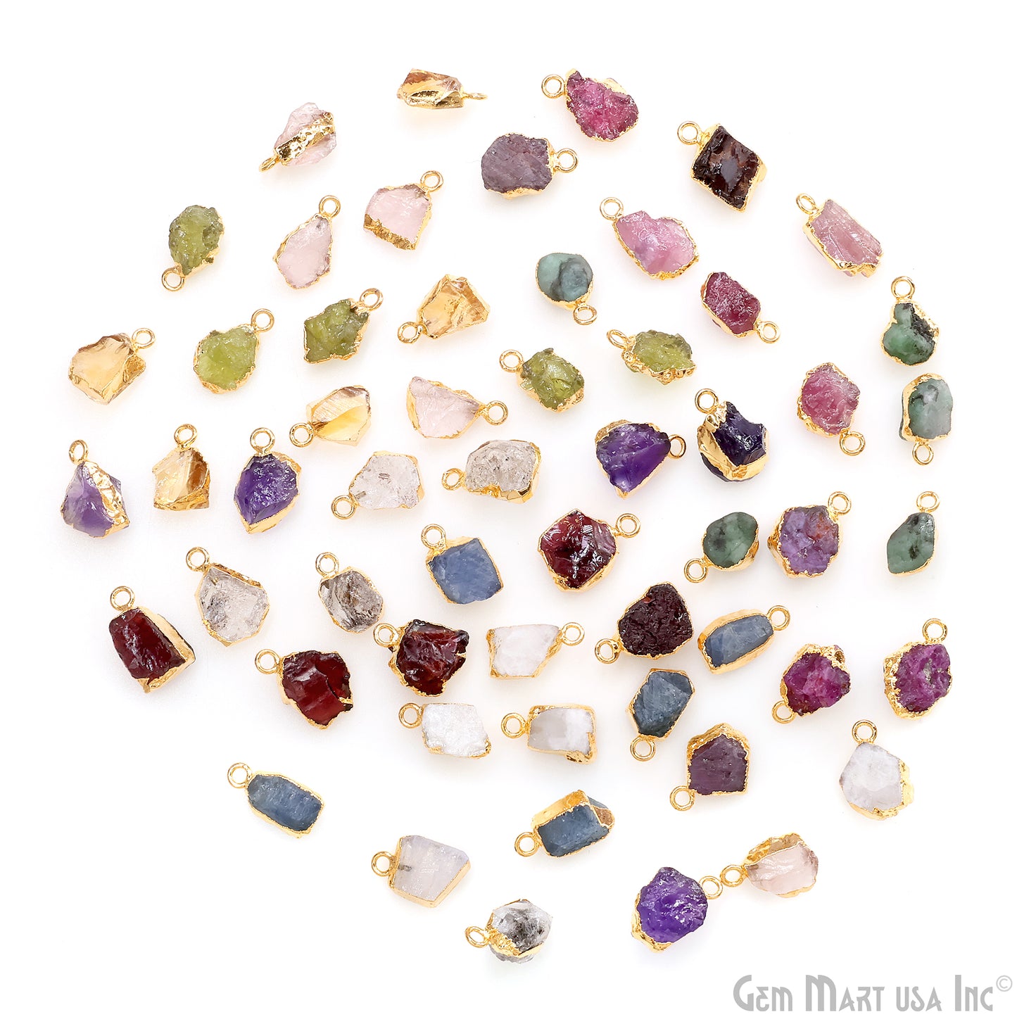 Organic Rough Gold Electroplated 13x7mm Single Bail Gemstone Charm Crystal Pendant