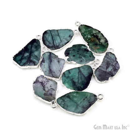 Emerald Free Form 28x15mm Electroplated Gemstone Single Bail Connector