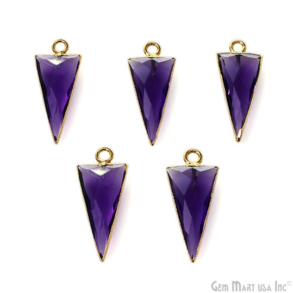 Amethyst Triangle 24x10mm Gold Electroplated Gemstone Connector