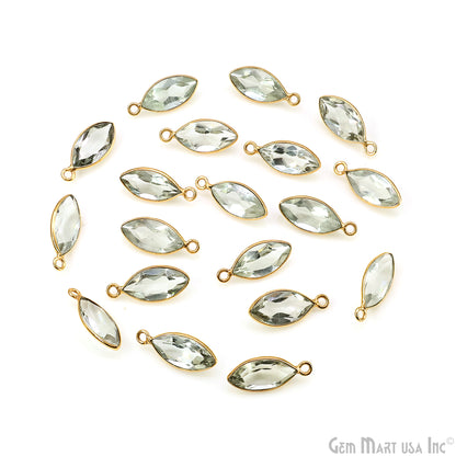 Marquise 7x14mm Brilliant Cut Gold Plated Bezel Single Bail Connector