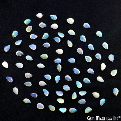Ethiopian Opal Wholesale Gemstones, 100% Natural Precious Gems, Rainbow Cabochons Loose Gems, 6x8mm, Pears, 4PC