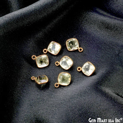 Cushion 8mm Brilliant Cut Gold Plated Bezel Single Bail Connector