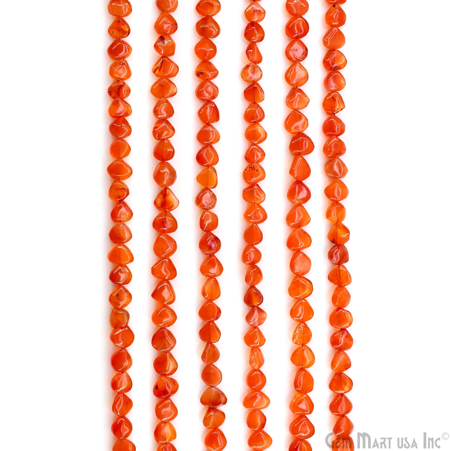 Carnelian Smooth Heart Drilled Beads 5-7mm Waist Beads, Rondelle Bead Strand 13 Inch