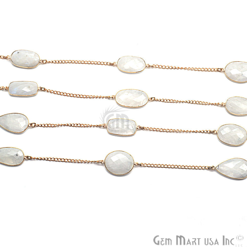 Rainbow 15mm Gold Plated Bezel Link Connector Chain - GemMartUSA (764197666863)