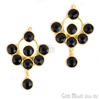 Black Onyx 49x33mm Gold Plated Gemstone Bezel Component