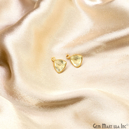 Lemon Topaz Trillion 10mm Brilliant Cut Gold Plated Bezel Single Bail Gemstone Connector