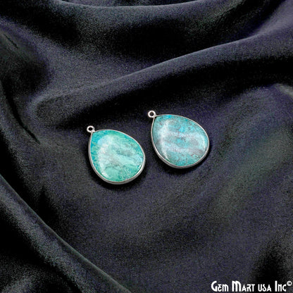 Pears 25x20mm Single Bail Silver Plated Gemstone Bezel Connector