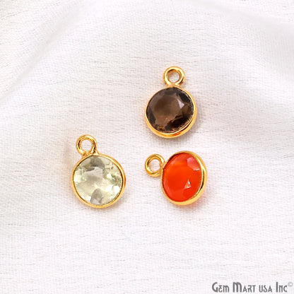 Round 7mm Brilliant Cut Gold Plated Bezel Single Bail Gemstone Connector