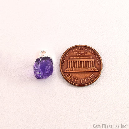 Rough Amethyst Gemstone Silver Electroplated Single Bail Connector