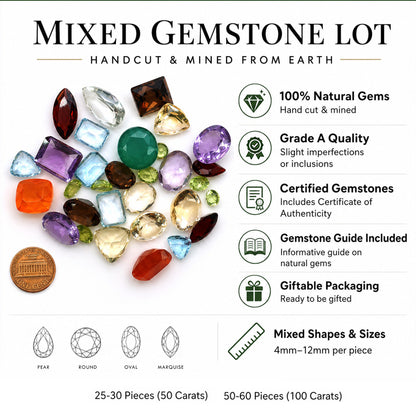 Mix Wholesale Gemstones, 100% Natural Semi-Precious Gems, Multi Color Faceted Loose Gems, 4-8mm, Mixed, 50 Carats
