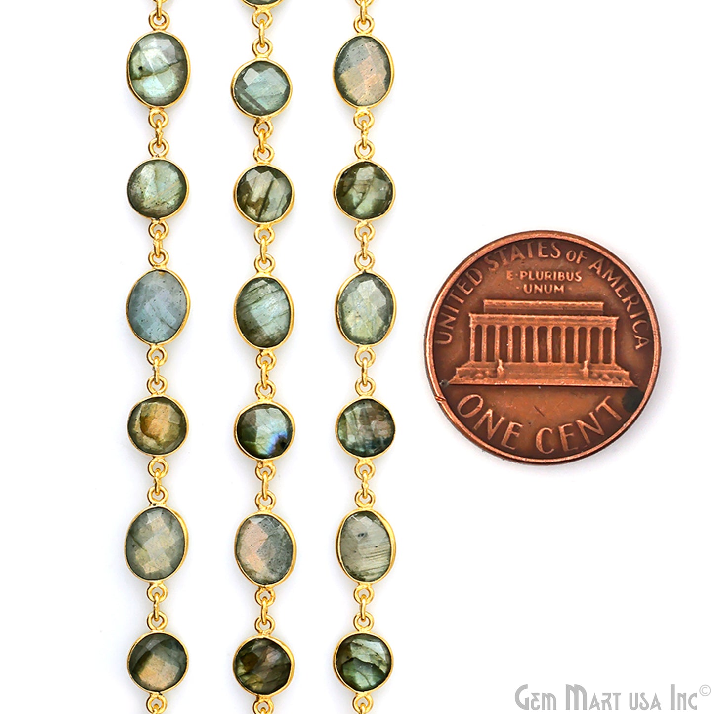 Labradorite Oval & Round Gold Plated Continuous Connector Chain