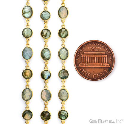 Labradorite Oval & Round Gold Plated Continuous Connector Chain