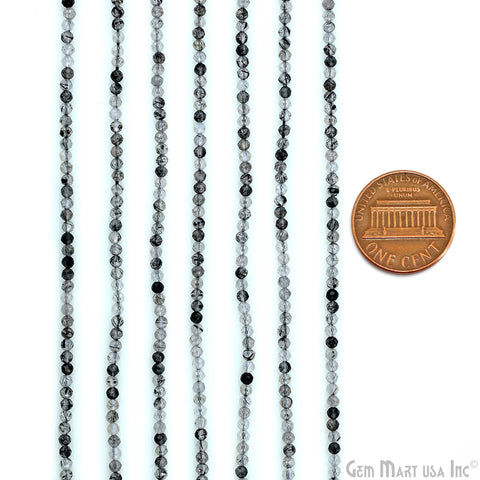 Rutilated Rondelle Beads, 13 Inch Gemstone Strands, Drilled Strung Nugget Beads, Faceted Round, 2-2.5mm