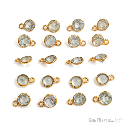 Round 6mm Brilliant Cut Gold Plated Bezel Single Bail Gemstone Connector