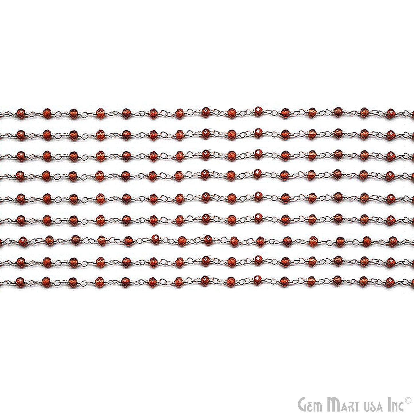 Garnet Silver Plated Wire Wrapped Gemstone Beads Rosary Chain