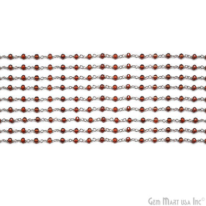 Garnet Silver Plated Wire Wrapped Gemstone Beads Rosary Chain