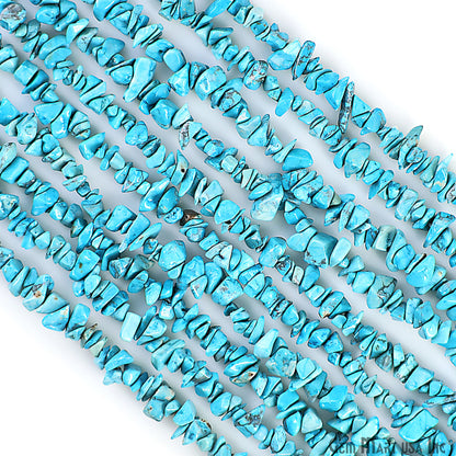 Turquoise Chip Beads, 34 Inch, Natural Chip Strands, Drilled Strung Nugget Beads, 3-7mm, Polished, GemMartUSA (CHTR-70001)