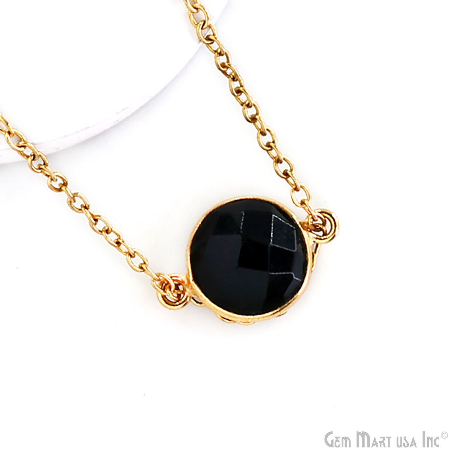 Round 10mm Double Bail Gold Plated Gemstone Bezel Connector